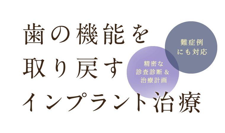 歯の機能を取り戻すインプラント治療。難症例にも対応、精密な審査診断・治療計画